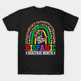 Hispanic Heritage Month Latino Countries Flags Rainbow T-Shirt